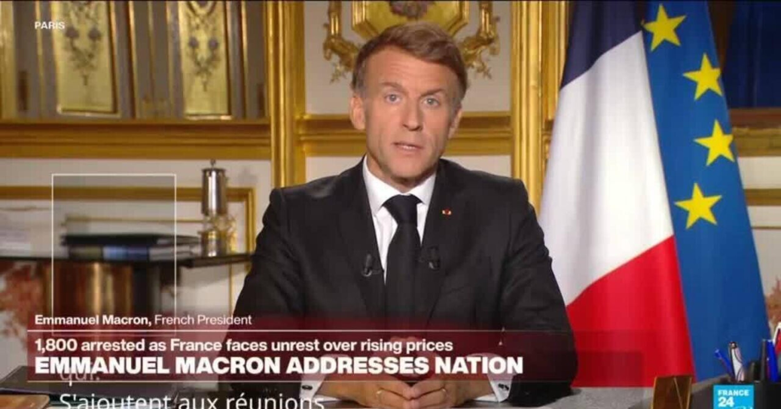 Macron sagt in seiner Ansprache an die Nation: „Nichts rechtfertigt Gewalt ...