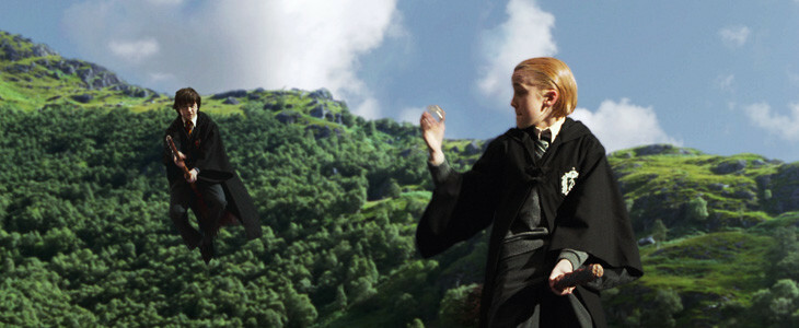Drago Malefoy et Harry Potter dans le premier volet de la saga